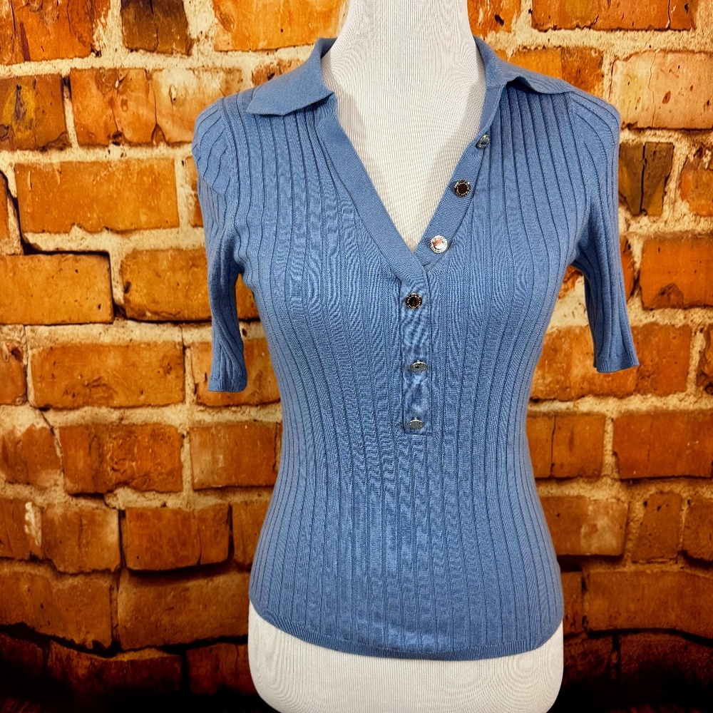 White House Black Market Blue Short Sleeve Top Size S